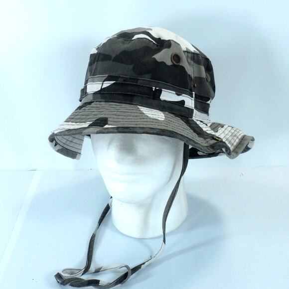Ethos K & B Trading Corp Camo Boonie Bucket Cap Hat OSFA Gray Fishing Hiking - Picture 1 of 7